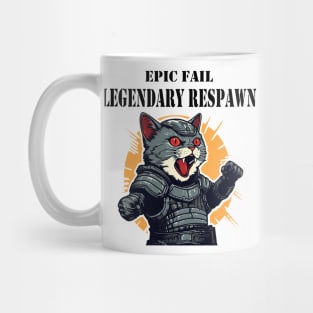 Epic Fail Legendary Respawn Cat Warrior Knight Gamer Gaming Mug